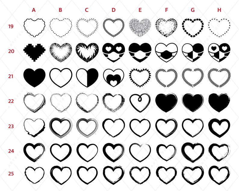 Heart SVG Bundle, Hand Drawn Heart svg, Valentine Svg, Floral heart svg, Leopard Heart svg, Wedding svg, Heart Mandala svg, Heart PNG Bundle image 5