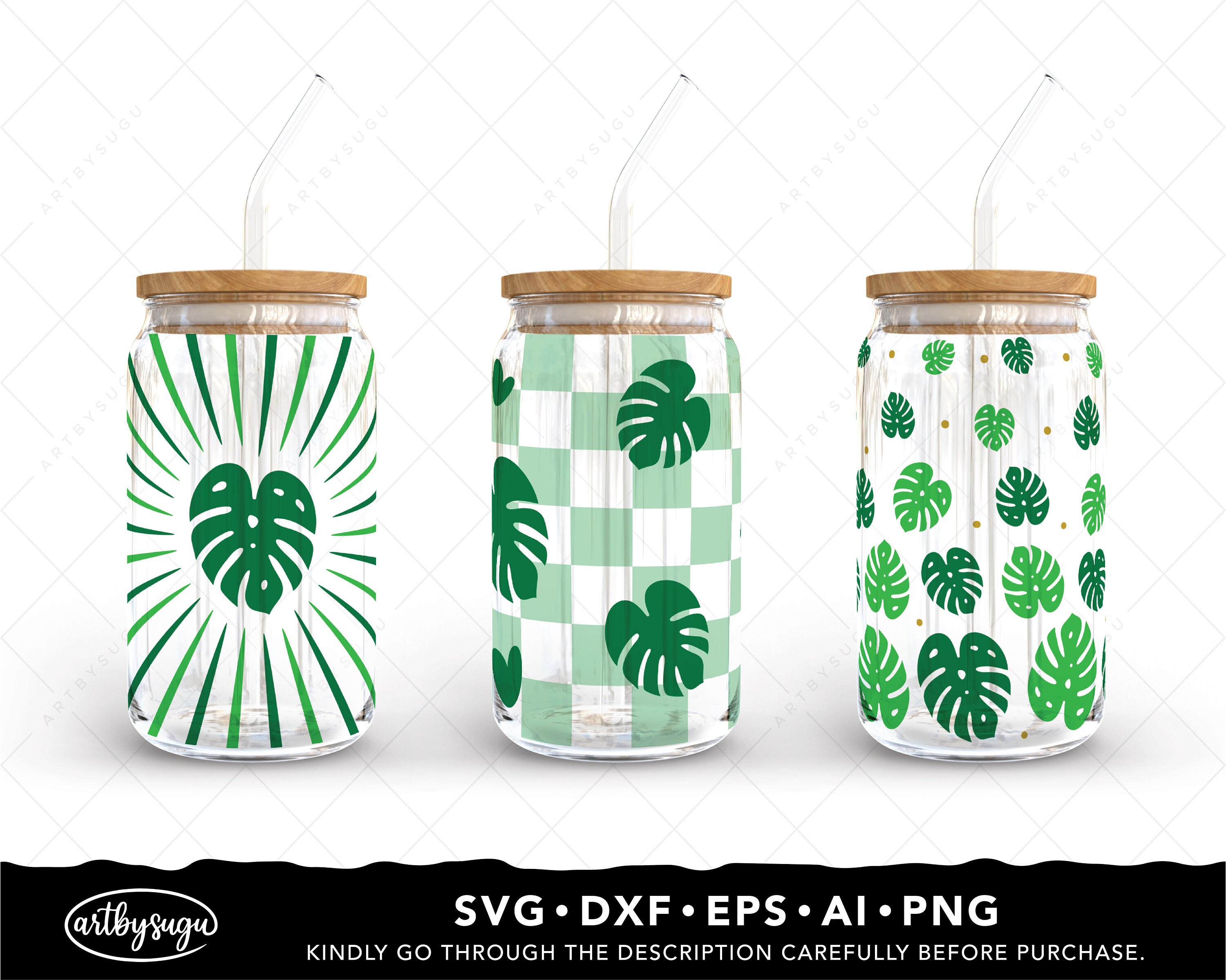 Monstera Leaf Libbey Can Wrap Svg Bundle, Monstera Leaves Svg, Tropical ...