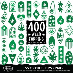 Paquete svg de pendientes de marihuana, hoja de marihuana png, pendiente de hoja svg, pendiente de cuero sintético, archivos Glowforge, pendientes de madera dxf, descarga digital
