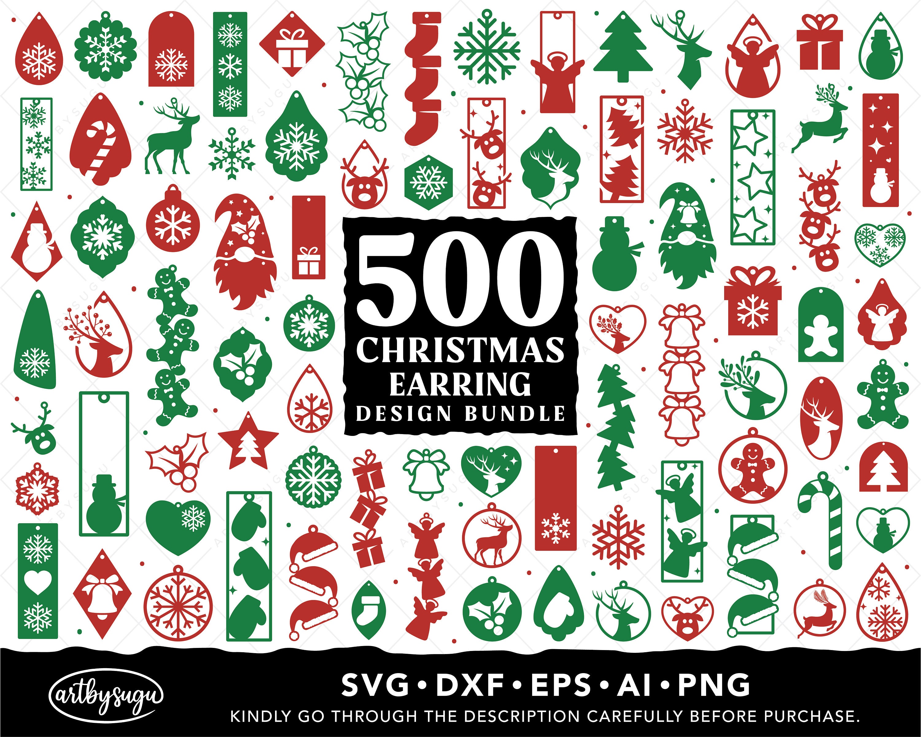 Christmas Earrings SVG Bundle Winter Earring SVG Design - Etsy