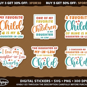 My Daughter In Law Is My Favorite Child Stickers PNG SVG, Digital Stickers, Printable Stickers, Daughter Stickers, Daughter in Law Stickers