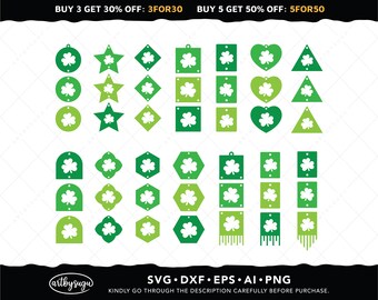 St Patrick's Day earrings svg bundle, shamrock svg, glowforge svg, leather earrings svg, wood earring svg, irish svg, digital download