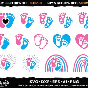 Pés de bebê SVG, Pegada de bebê Svg, Pé de bebê Svg, Svg rosa ou azul, Presente de revelação de gênero, Camisa de revelação de gênero Svg, Design Svg de família correspondente