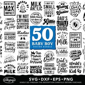 Bundle SVG bébé garçon, Clipart nouveau-né mignon, Shower de bébé garçon PNG, Cricut et Silhouette, dessins de chambre d'enfant EPS, téléchargement numérique