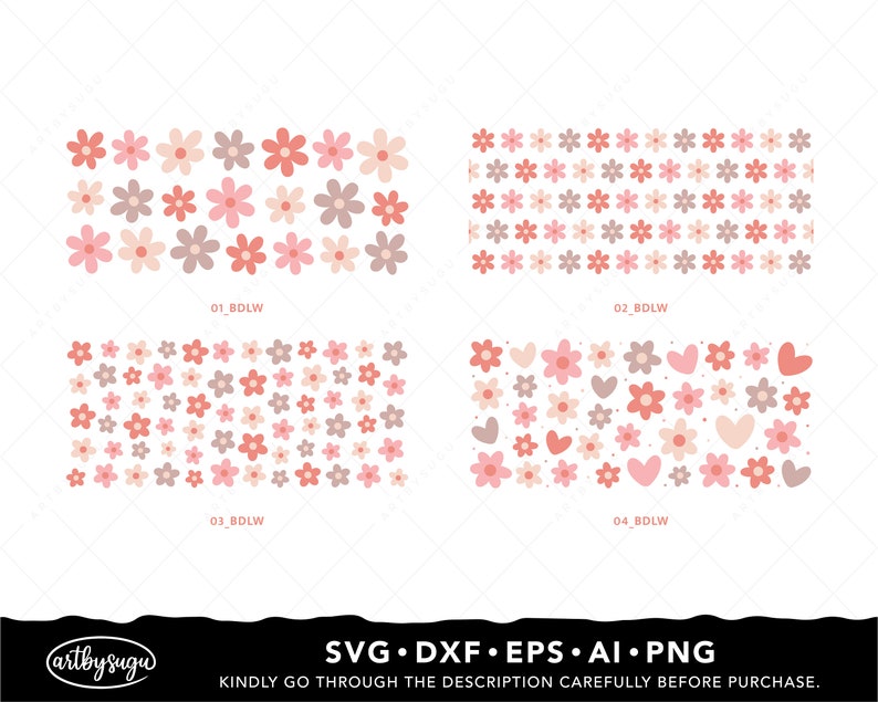 Boho Daisy Libbey Glass Wrap Svg Bundle, Beer can glass svg, Boho Flower Svg, Daisy Flower Svg, Retro Daisies Svg, 16oz glass can svg Design image 2