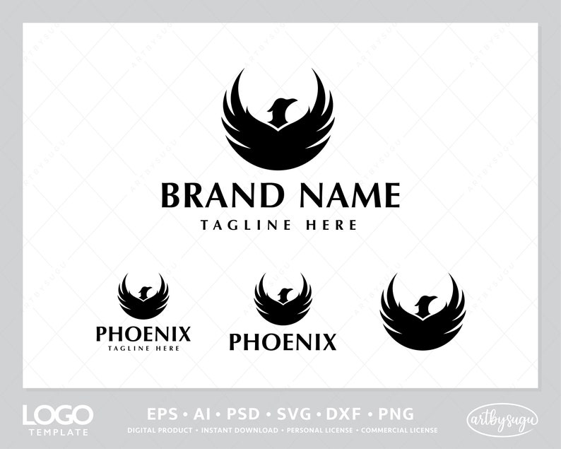 Phoenix Vector Logo Template, Bird Logo Template, Phoenix Logo SVG ...
