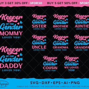 Guardião do Gênero Svg, Bebê Menino Svg, Bebê Menina Svg, Mamãe Papai Tia Tio Vovó Vovô Irmão Irmã Camisa Combinando Design Svg