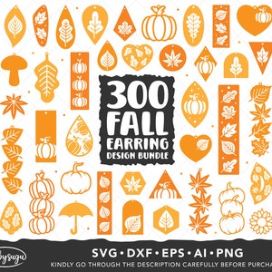 Herfst Oorbellen SVG Bundel, Fall Leaf Earring SVG, Pompoen Earring SVG, Herfst Oorbel Design