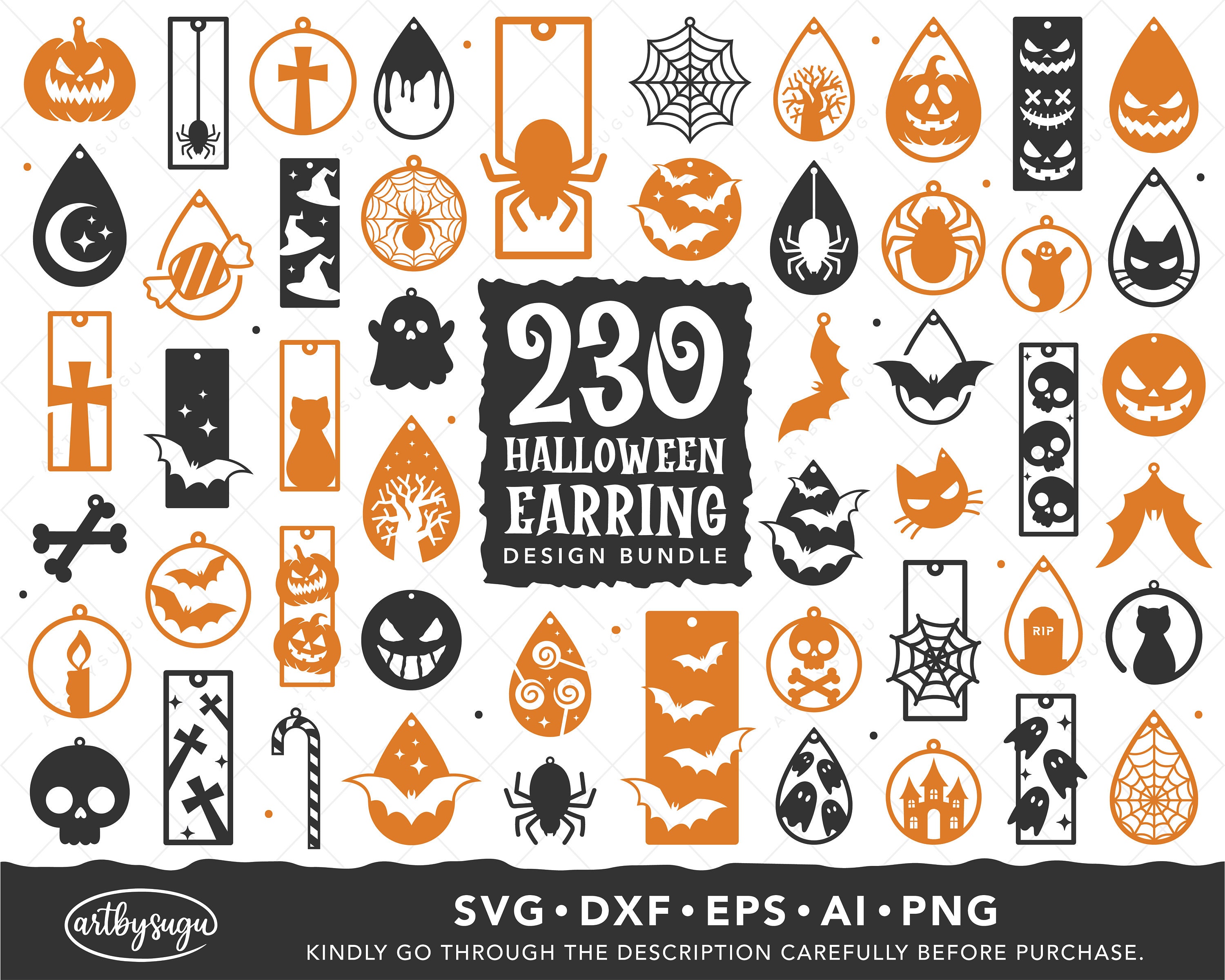 Halloween Earrings SVG Design Bundle - Etsy