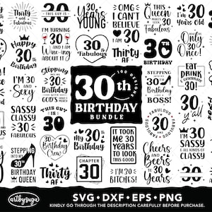 30. Geburtstag-Svg-Bundle, alles Gute zum Geburtstag-Shirt png, Geburtstagsgeschenk für Sie, Dreißig Geburtstag eps, 30 und fabelhafte dxf, digitaler Download