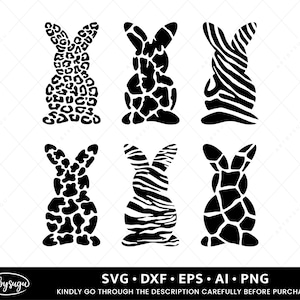 Easter Bunny Svg, Leopard Print Bunny Svg, Animal Skin Bunny Svg Bundle