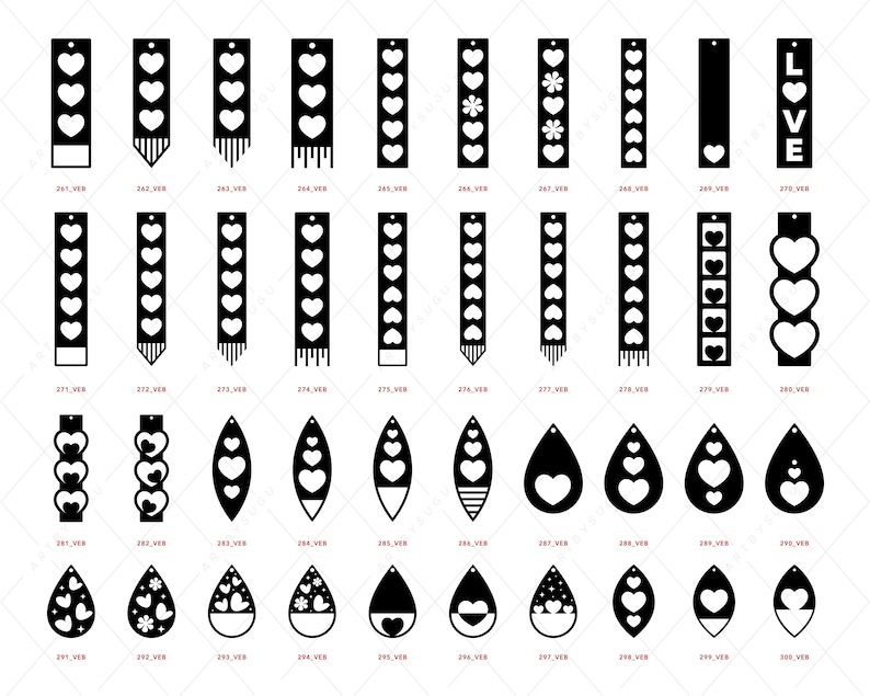 Valentine Earrings SVG, Heart Earring SVG Design Bundle image 6