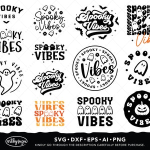 40 Spooky vibes svg Bundle, halloween shirt svg, funny halloween svg, cute ghost svg, spooky vibes png, happy halloween svg digital download