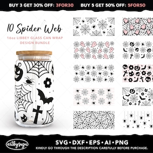 Halloween spider web libbey glass can wrap svg, 16oz libbey svg, halloween can glass, beer can glass svg, libby glass wrap, digital download