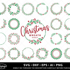 Christmas wreath svg bundle, Holly wreath svg, Christmas Decor svg, Christmas svg,Holiday Wreath svg,Leaves hand drawn for Silhouette,Cricut