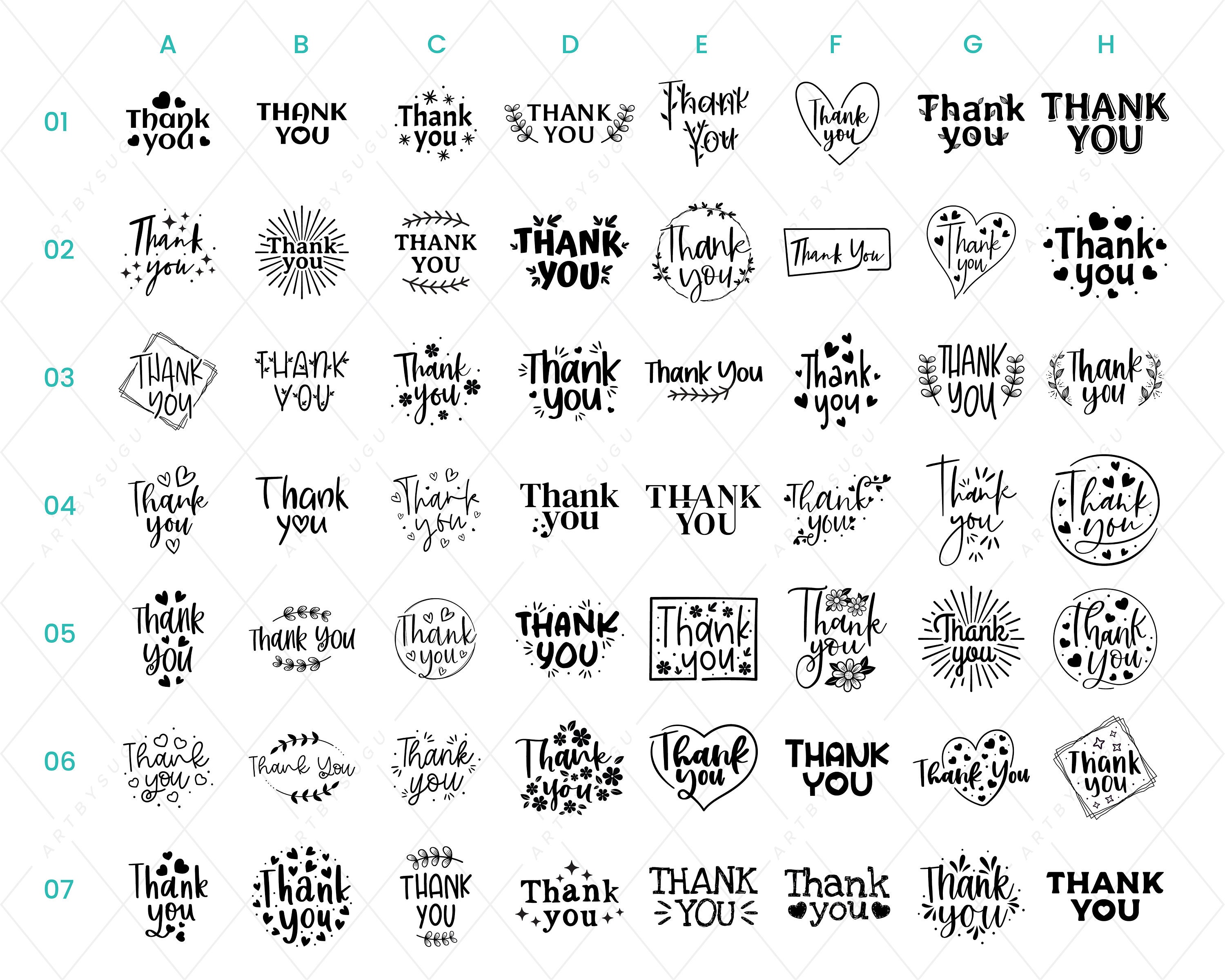 100 Thank You Svg Bundle Thank You Cards Thank You Stickers Etsy