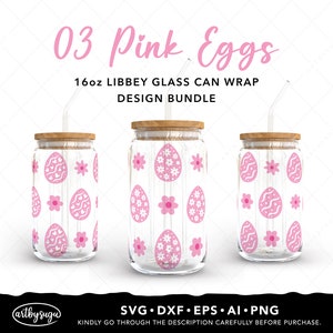 Oeufs de Pâques roses peuvent emballer un svg, svg de Pâques rétro, libbey peut emballer des svg, svg de verre de canette de bière, 16 oz canette de verre svg, cadeau de Pâques, téléchargement numérique