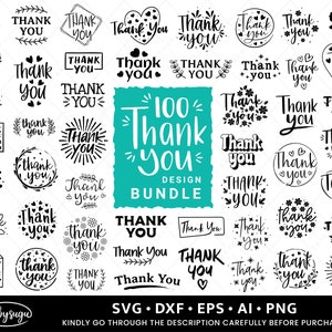 100 Thank you Svg Bundle, Thank you cards, Thank you stickers, Thank you gifts, Thank you Clipart, Thank you Cut Files for Cricut Silhouette