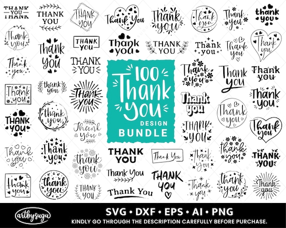 100 Thank you Svg Bundle, Thank you cards, Thank you stickers, Thank you gifts, Thank you Clipart, Thank you Cut Files for Cricut Silhouette