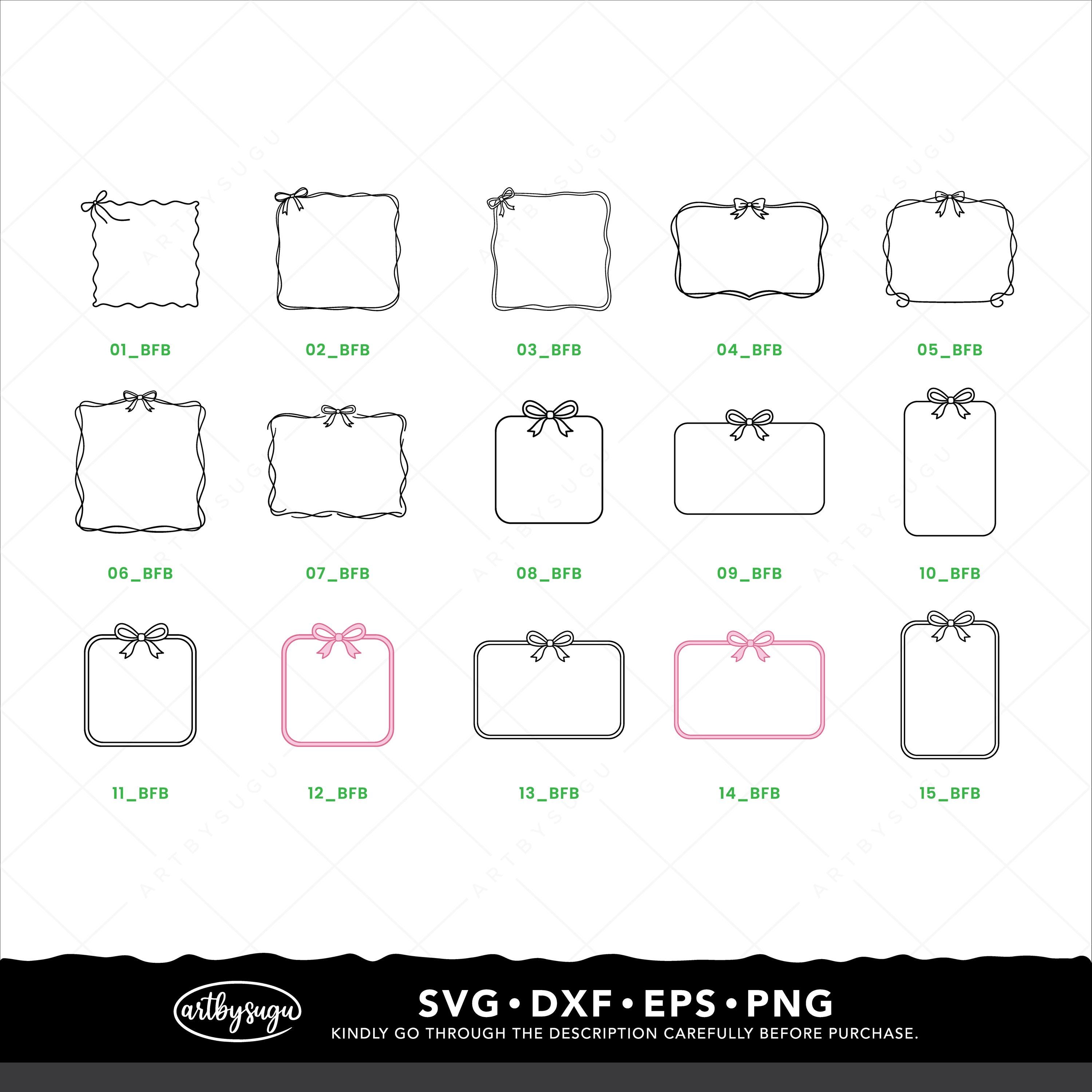 100 Bow Frames SVG Bundle | Pink Ribbon Frame Clipart | Digital ...