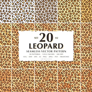 20 Leopard Seamless Pattern Bundle, Leopard Print svg, Leopard Pattern, Leopard Digital Paper, Leopard Fabric, Animal Seamless Pattern SET02