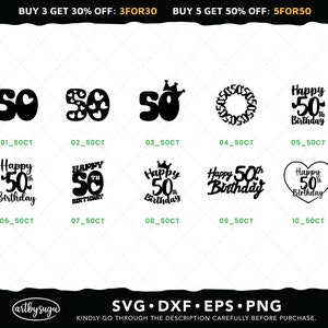 50-årsdagstårtdekoration svg-paket, skål för 50 år png, 50 och fantastiska dxf, hej 50 svg, 50 år välsignade eps, digital nedladdning bild 2
