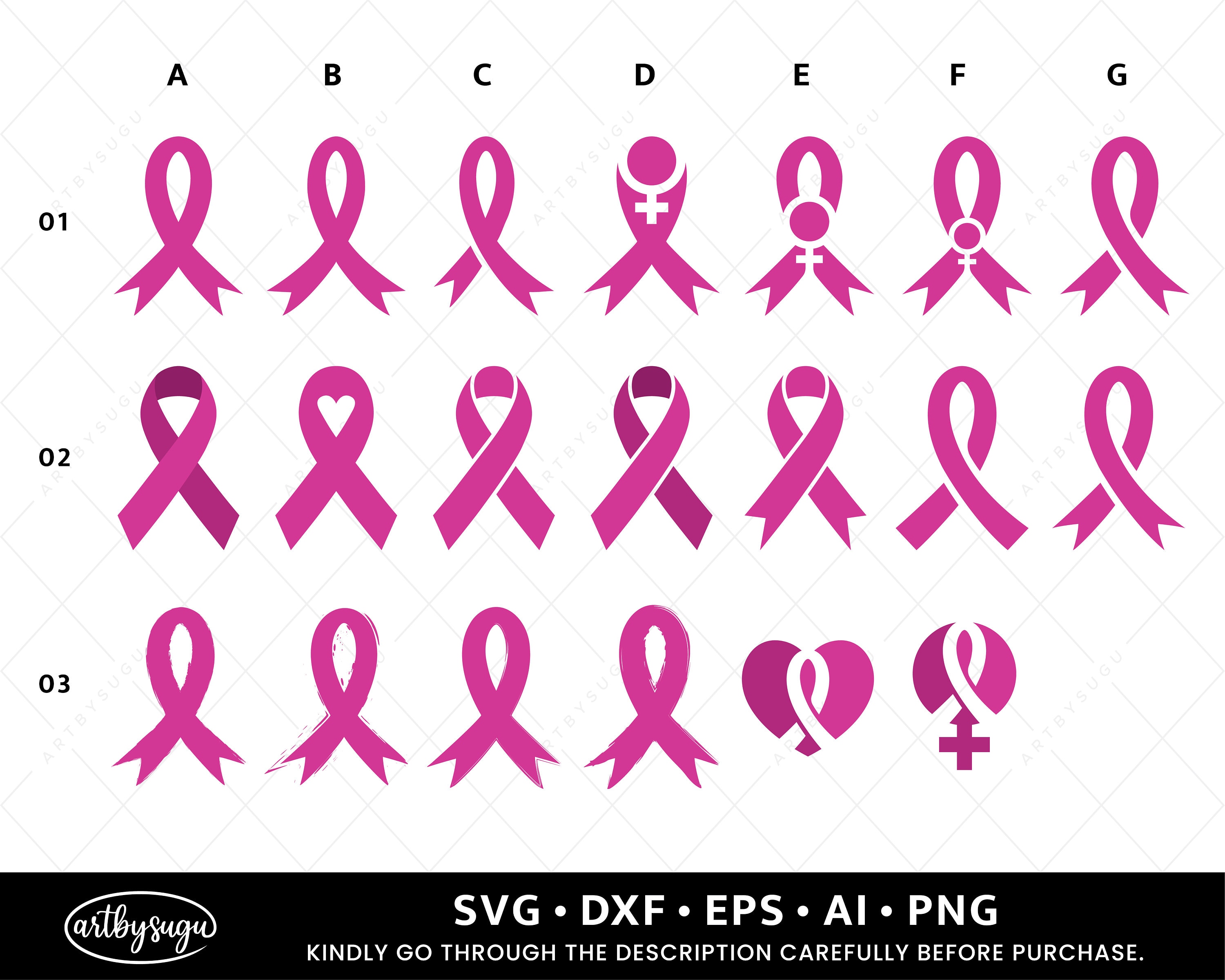 Pink Cancer Ribbon Svg Awareness Ribbon Svg Bundle Breast Etsy