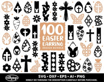 Easter Earrings SVG Bundle, Earring Template, Bunny Earrings SVG, Easter SVG