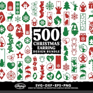 Pakiet kolczyków świątecznych w formacie SVG, projekt kolczyków zimowych w formacie PNG (pobieranie cyfrowe)