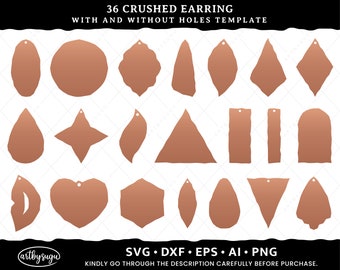 Crushed Earring Template SVG, Earrings SVG Bundle, Laser Earring File