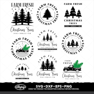 Farm Fresh Christmas Trees SVG, Retro Christmas Shirt PNG, Vintage Truck DXF (Digital Download)