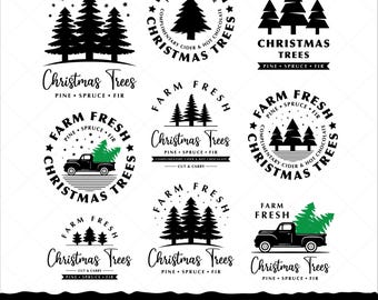 Farm Fresh Christmas Trees SVG, Retro Christmas Shirt PNG, Vintage Truck DXF (Digital Download)