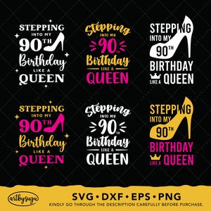 Mijn 90e verjaardag binnenstappen als een koningin svg, 90e verjaardagscadeau png, verjaardagsshirt dxf, negentig verjaardag svg, digitale download