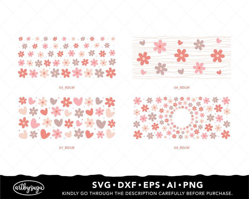 Boho Daisy Libbey Glass Wrap Svg Bundle, Beer can glass svg, Boho Flower Svg, Daisy Flower Svg, Retro Daisies Svg, 16oz glass can svg Design image 4