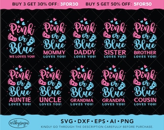 Pink or Blue Svg, Gender Reveal Shirt, Baby Boy Svg, Baby Girl Svg, Mommy Loves You Svg, Daddy Loves You Svg, Pregnancy Svg, Baby Shower Svg