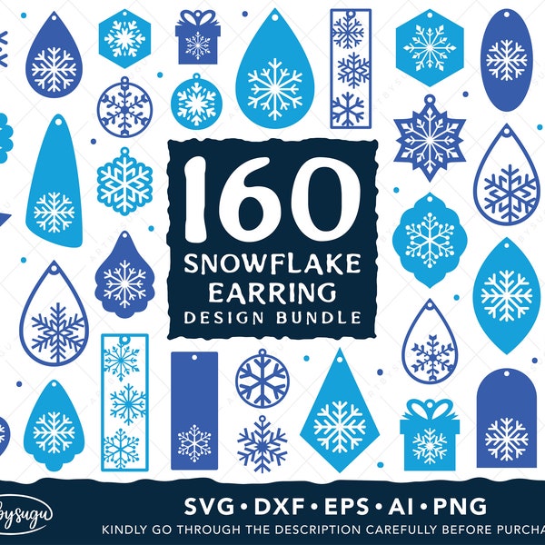 Snowflake Earrings SVG Bundle, Winter Earrings SVG Design Bundle