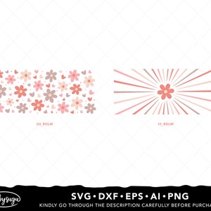 Boho Daisy Libbey Glass Wrap Svg Bundle, Beer can glass svg, Boho Flower Svg, Daisy Flower Svg, Retro Daisies Svg, 16oz glass can svg Design image 6