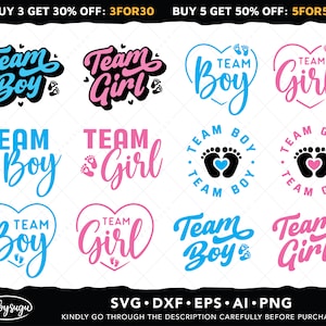 Team Boy SVG, Team Girl SVG, Pink o Blue Svg, Género Reveal Shirt, New Baby Svg, New Born Svg, Género Reveal Shirts, Baby Footprint Svg