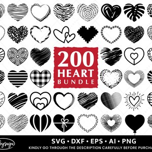 Heart SVG Bundle, Hand Drawn Heart svg, Valentine Svg, Floral heart svg, Leopard Heart svg, Wedding svg, Heart Mandala svg, Heart PNG Bundle image 1