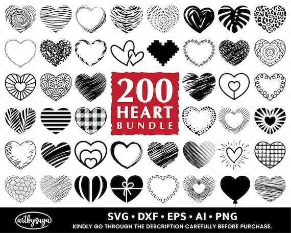 Heart SVG Bundle, Hand Drawn Heart svg, Valentine Svg, Floral heart svg, Leopard Heart svg, Wedding svg, Heart Mandala svg, Heart PNG Bundle