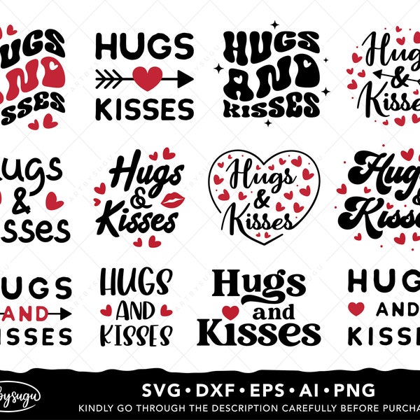 Hugs and Kisses SVG, Hugs & Kisses SVG, Valentines Day SVG Bundle