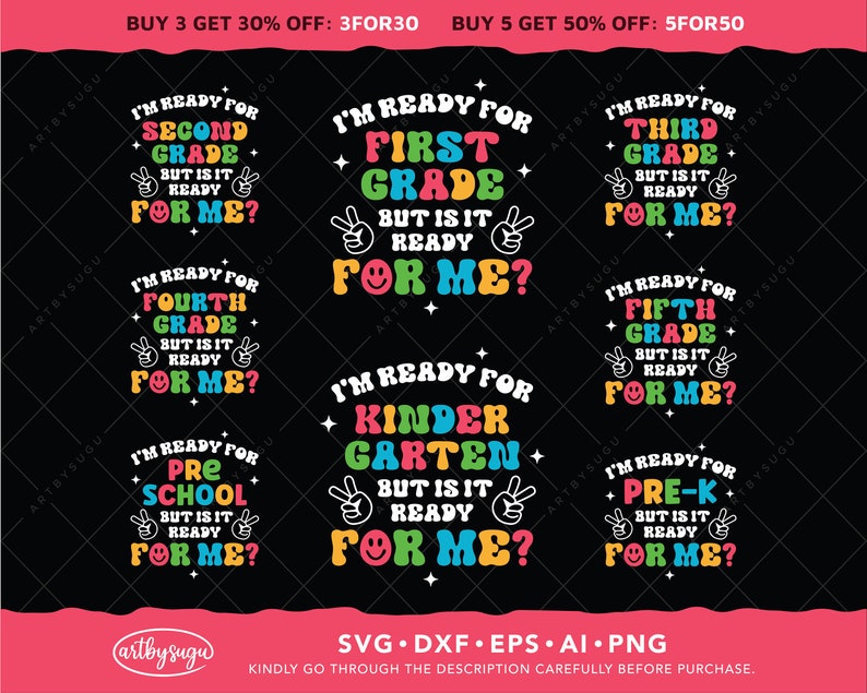 Back to School Svg Bundle, I'm Ready for Kindergarten but is It Ready ...