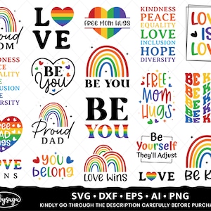 Pacchetto SVG Gay Pride, LGBTQ SVG, citazioni di orgoglio