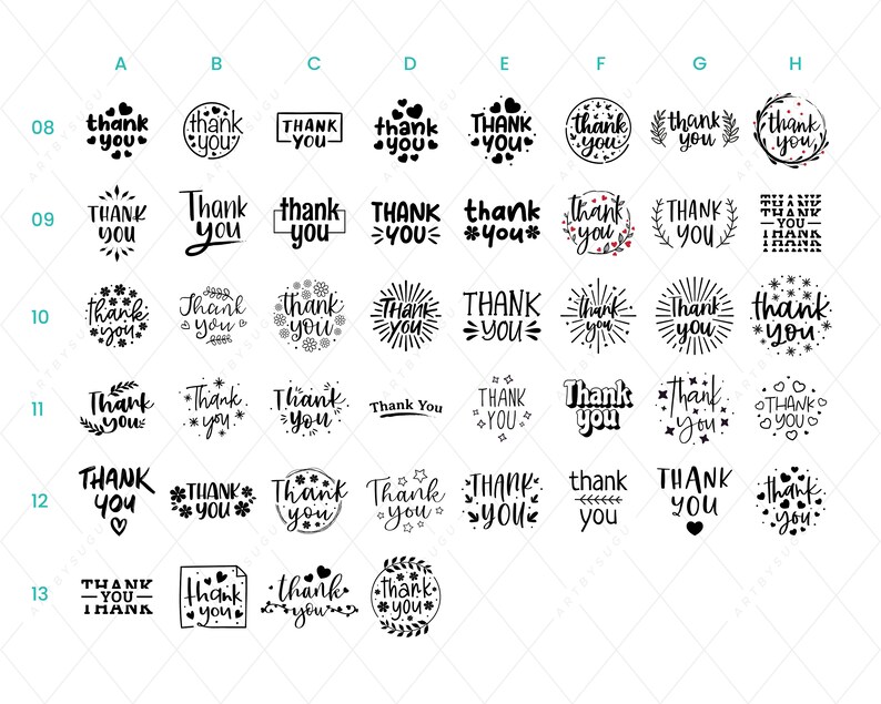100 Thank you Svg Bundle, Thank you cards, Thank you stickers, Thank you gifts, Thank you Clipart, Thank you Cut Files for Cricut Silhouette image 3