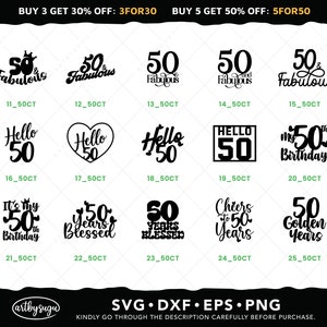 50-årsdagstårtdekoration svg-paket, skål för 50 år png, 50 och fantastiska dxf, hej 50 svg, 50 år välsignade eps, digital nedladdning bild 3