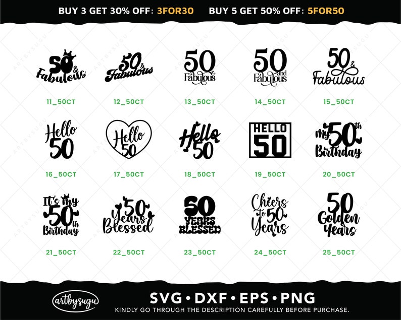 50-årsdagstårtdekoration svg-paket, skål för 50 år png, 50 och fantastiska dxf, hej 50 svg, 50 år välsignade eps, digital nedladdning bild 3