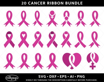 Pink Cancer Ribbon svg, Awareness Ribbon svg bundle, Breast Cancer SVG, Cancer Pink Ribbon Heart svg,Survivor Ribbon png for cricut cut file