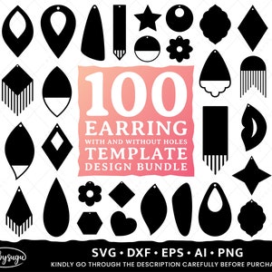 Earrings Template SVG Bundle: 100 Laser Cut File Designs (Digital Download)