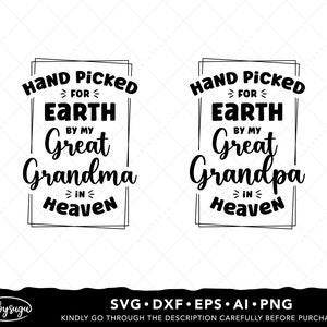 Cueilli à la main pour la Terre par mon arrière-grand-mère au ciel SVG, cueilli à la main pour la Terre par mon arrière-grand-père au ciel SVG, conception SVG nouveau-né