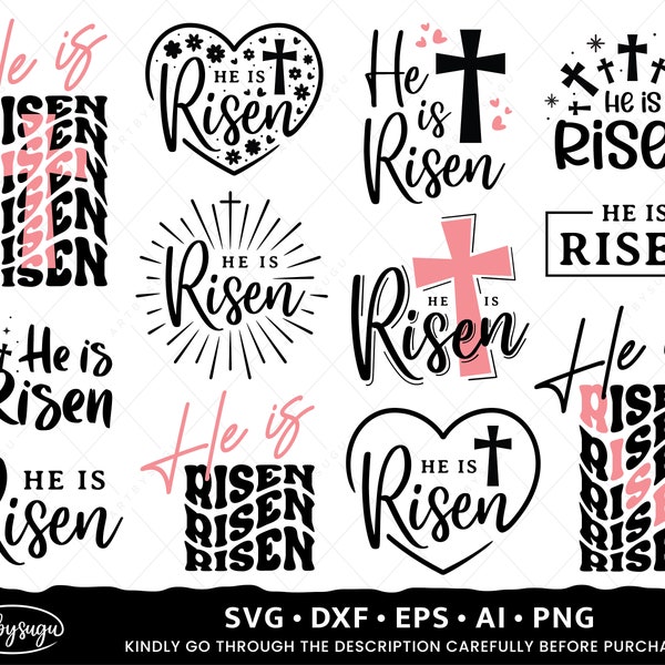 He is Risen SVG, Christian svg Bundle, Easter svg Design, Religious SVG